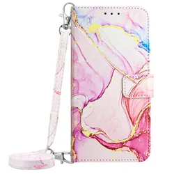 Luxury Marble Leather Crossbody Book Case with Card Holder and Wrist Rope Wallet Cover for Redmi K80 Ultra (A)