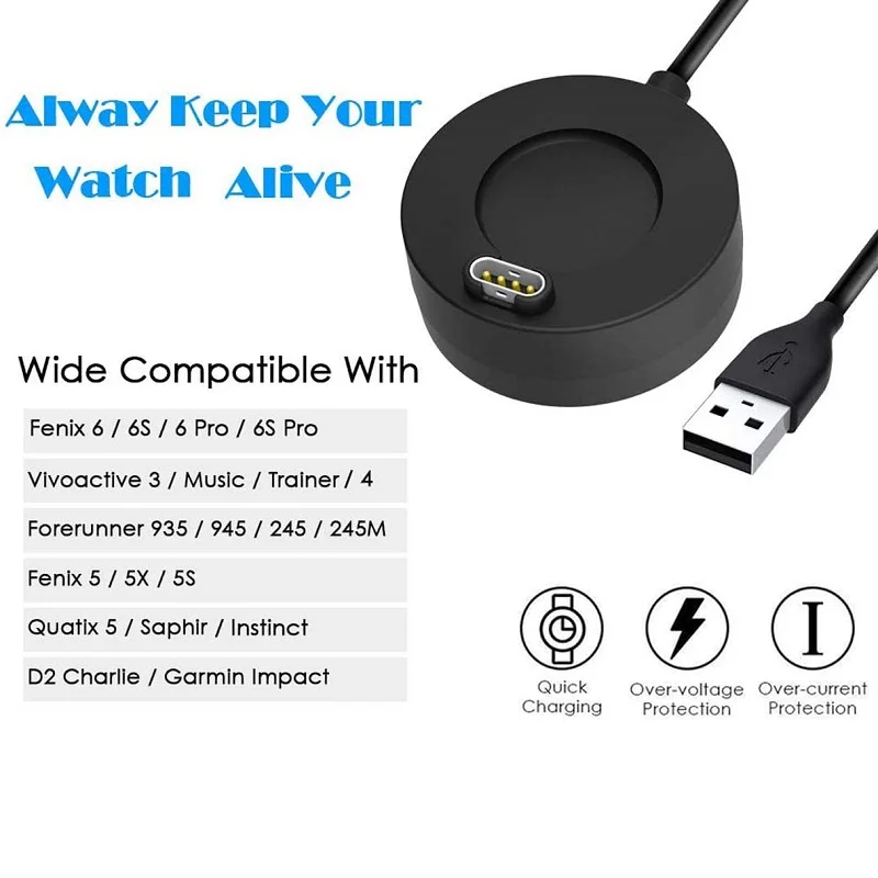 Garmin Forerunner 255s 955 945 935 245 45s 158 745 Vivosmart 5 Tactix 7   ̺ 2 Ʈ ġ USB  