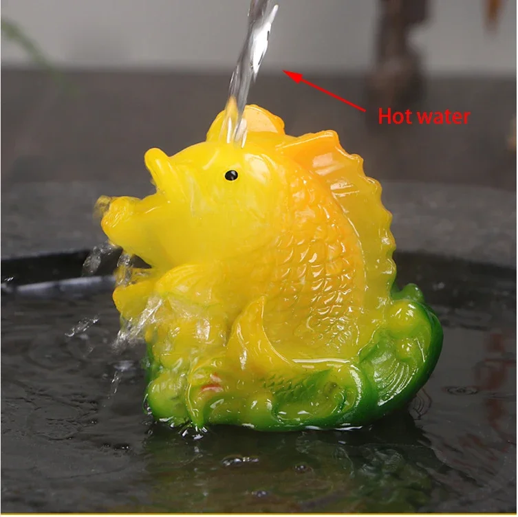 Resin Color-Changing Beautiful goldfish Figurine,Chinese handicrafts Tea pet,,Tea accessories, Feng Shui Home Ornaments