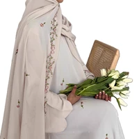 Ensemble de 2 pièces Abaya et Hijab brodés, robe musulmane pour femmes, Abayas de luxe de Dubaï, vêtements islamiques, robe Kaftan, Ramadan, Eid 2