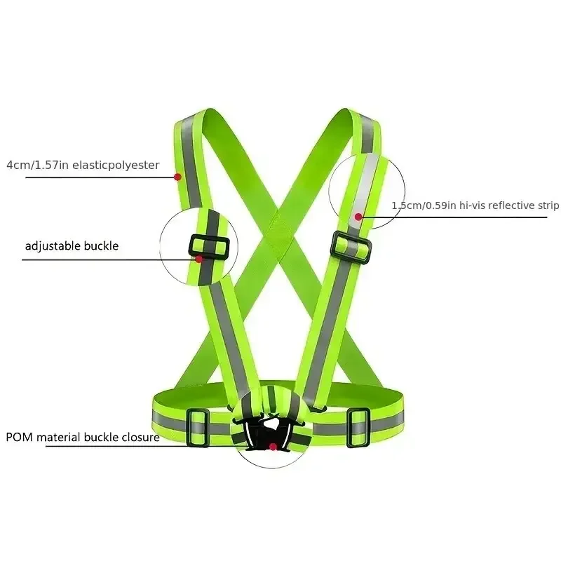 Reflective Safety Vests Lightweight Adjustable Elastic Hi Vis Reflective Strips For Traffic Control Running Cycling Safety Vests