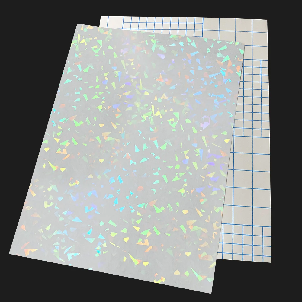 50 feuilles de Film holographique de stratification à froid en verre cassé A4 feuilles étoiles points brillants DIY paquet carte Photo Film holographique