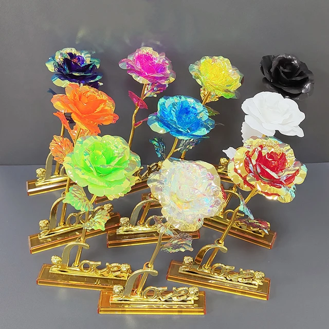 1Pc Gold Rose Flower Foil Plated Plastic Artificial Roses Valentines Day  Gift Beauty Golden Flowers for Home Wedding Decoration - AliExpress