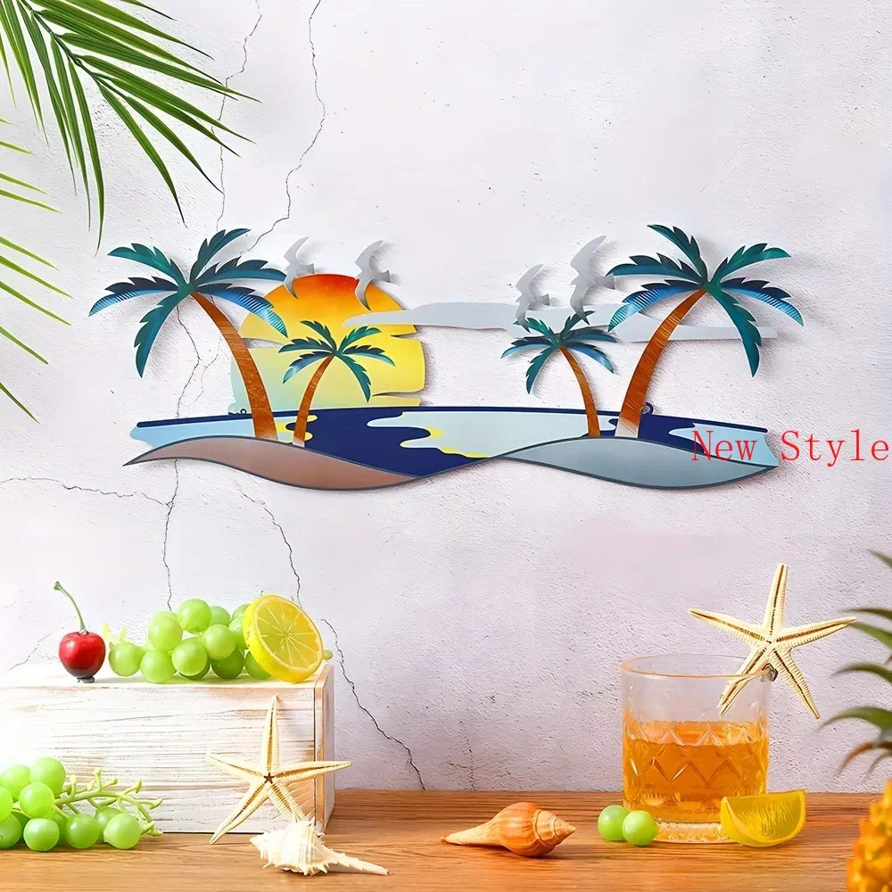 

Sunny Beach Wall Decoration Coconut Tree Metal Silhouette Home Interior Livingroom Modern Simple Wall Hanging Decor Ornament Ho