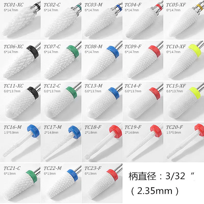Ceramic Nail Drill Bits Milling Cutter Nail Files Grinding Head Electric Pedicure Manicure Polish Cuticle Clean Nail Art Tools 5