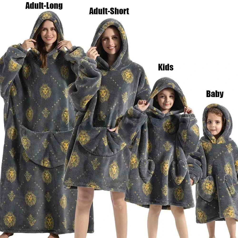 Plush Oversized Sherpa Winter Hoodie Blanket - Avocado Green