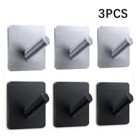 3pcs Adhesive Wall Hooks Mounted Door Key Cloth Coat Bathroom Cloth Coat Robe Hanger Kitchen Hardware Rack Shelf Bag Hook 1