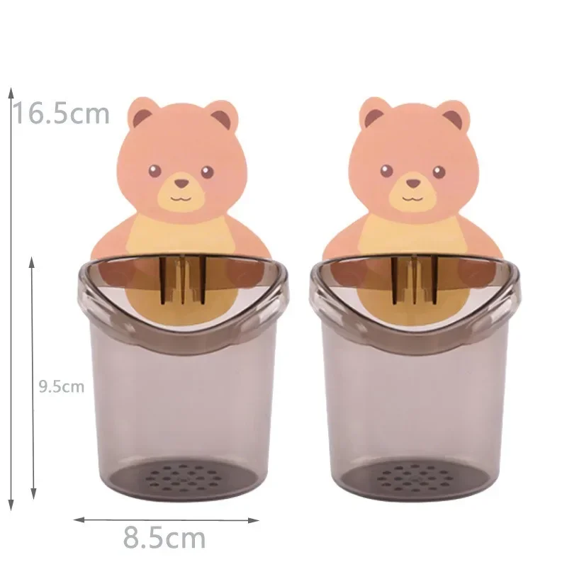 Bear Storage Cup Wall Mount Toothbrush Toothpaste Cup Rack Child Home Bathroom Accessories Holder Case Storage