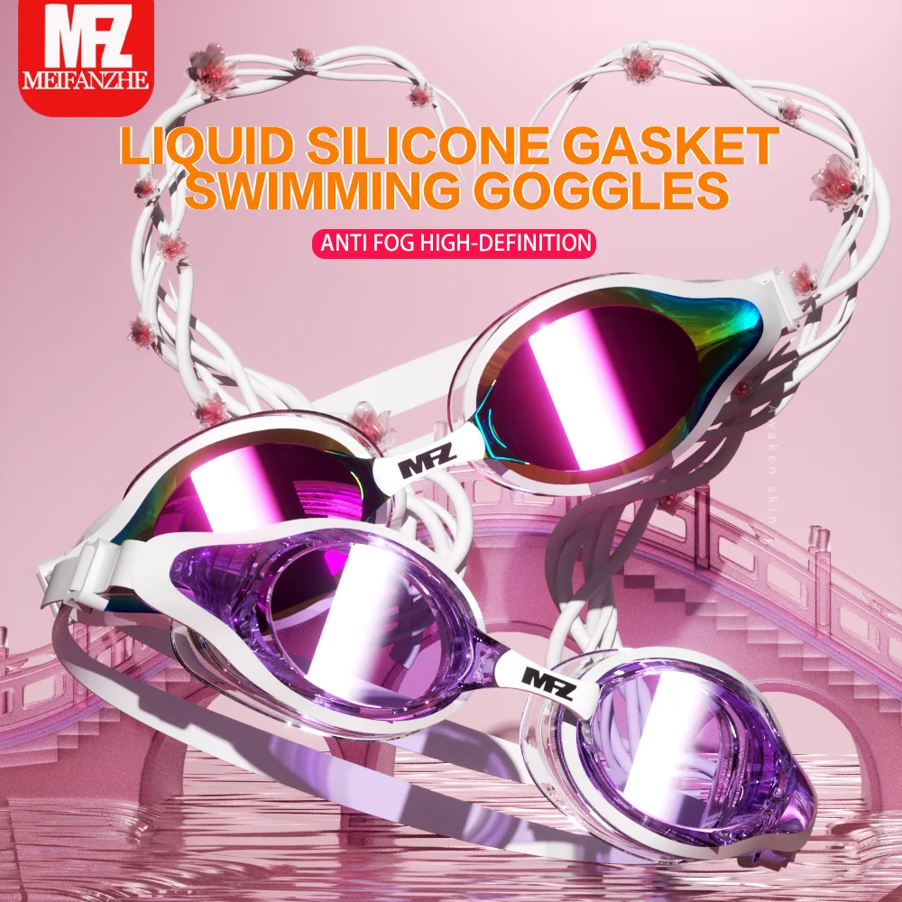 Multi-coloured Waterproof and Anti-fogging Swimming Goggles in Small Frames for Men and Women. 3