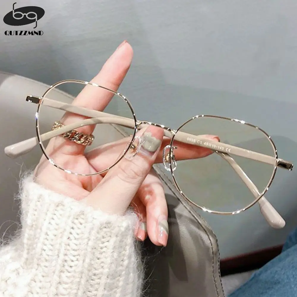 

Round Anti Blue Light Metal Polygons Myopia Glasses Women Men Computer Myopic Optical Eyeglasses Unisex Goggle 0-0.5-1-1.5...-6