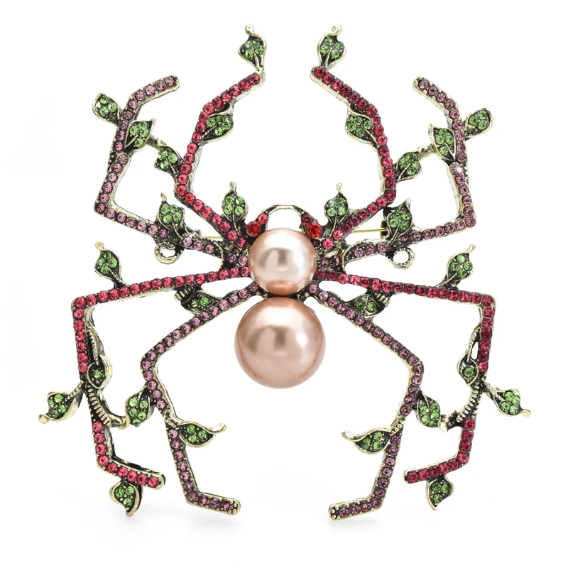 

Wuli&baby Big Luxury Spider Brooches For Women Unisex Rhinestone Pearl Insects Party Office Brooch Pins Gifts