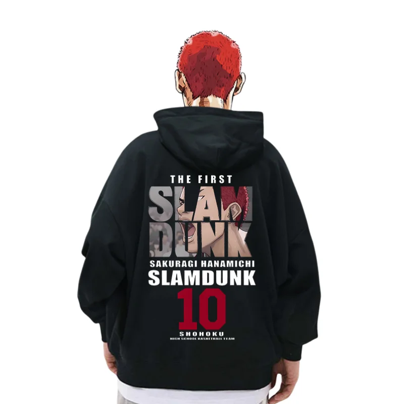 

Anime Cosplay THE FIRST Slam Dunk Shohoku SAKURAGI HANAMICH #10 Basketball Hooded Hoodie Long Sleeve Outcoat Mens Sweatshirt