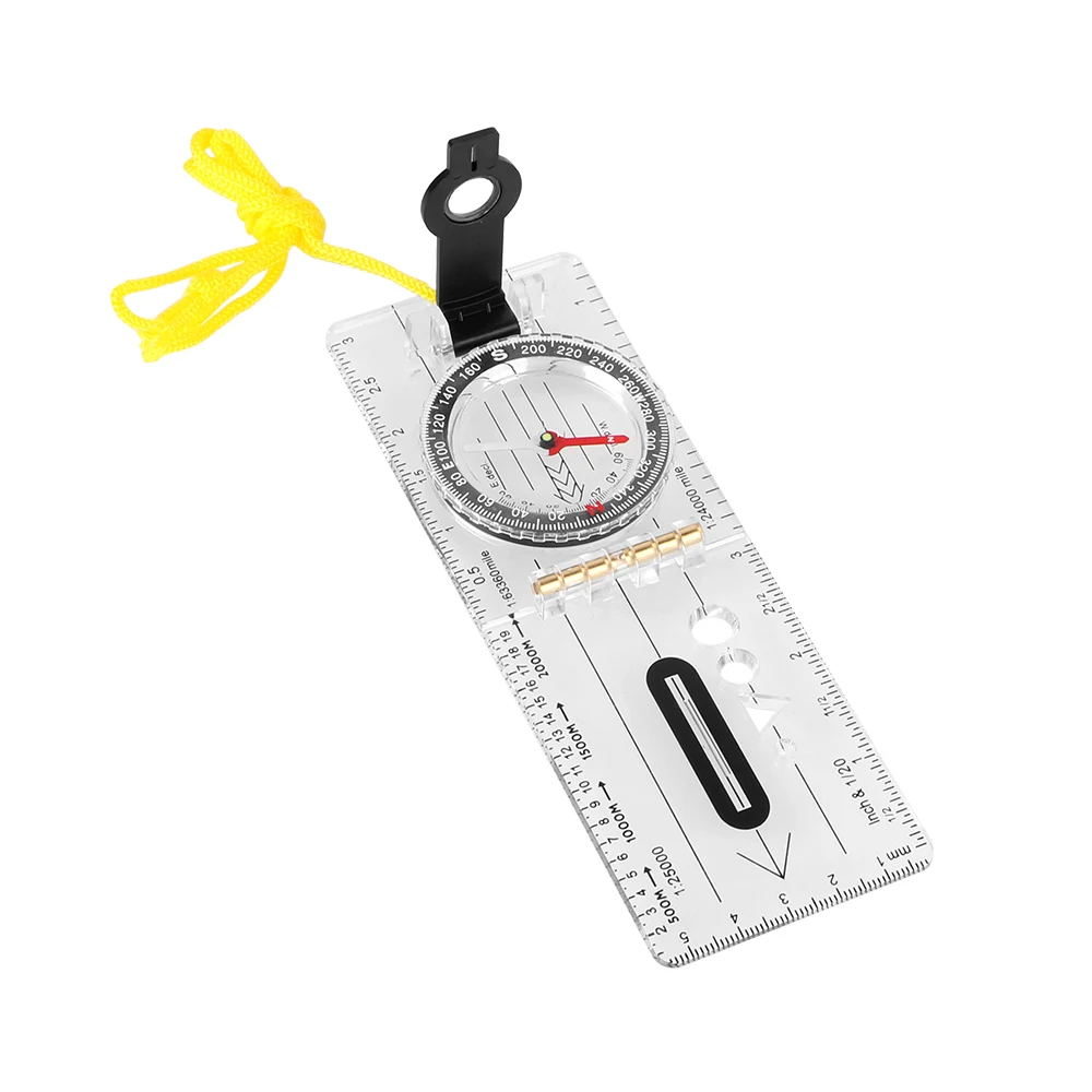 Outdoor Hiking Camping Survival Guiding Tool Waterproof Compass Map Scale Ruler Folding Drawing Multifunctional