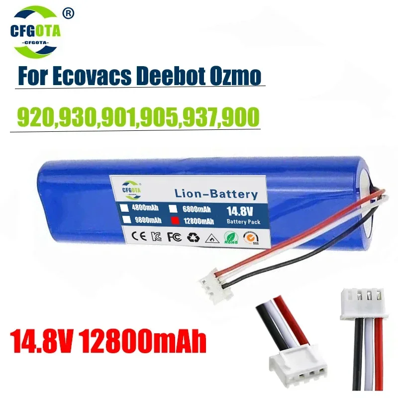 

14.4V 12800mAh Robot Vacuum Cleaner Battery Pack for Ecovacs Deebot Ozmo 900, 901, 905, 930, 937