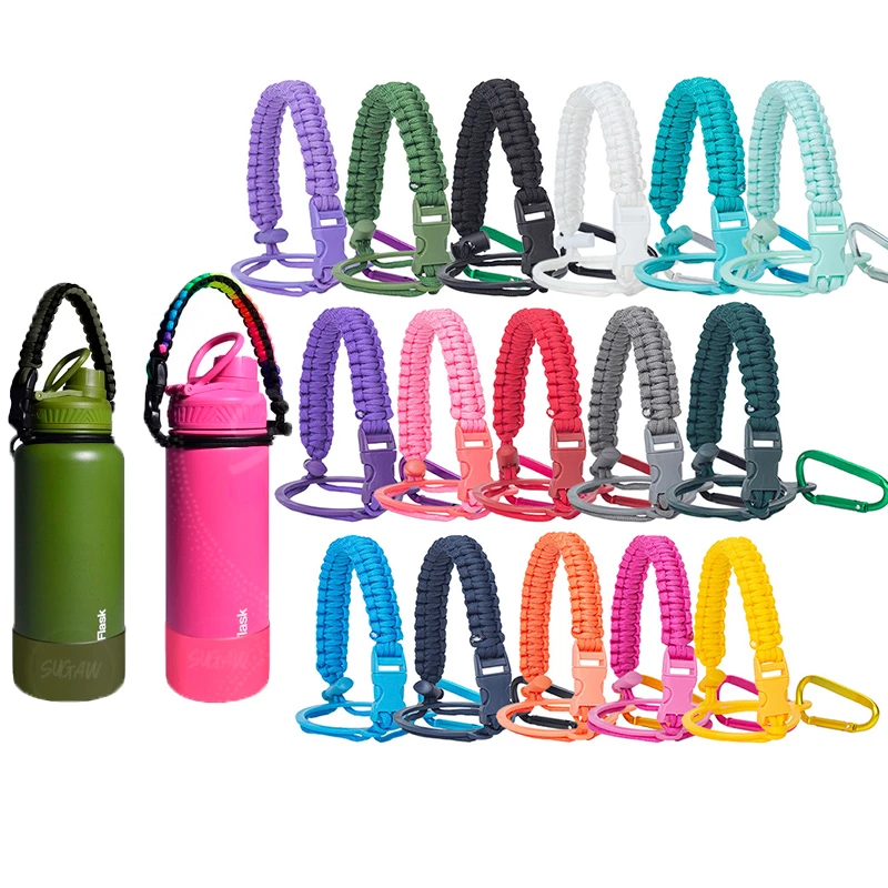 

12-64oz Water Bottle Accessories Paracord Rope Holder Wide Mouth Bottle Portable Rope Hand Strap Cup Carrier Color Cupful Rope
