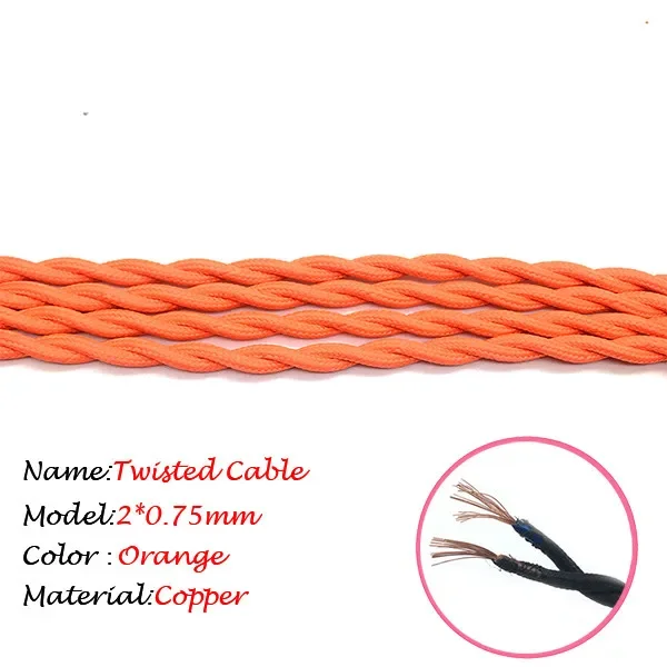 Vintage Twisted Fabric Electrical Wire - Copper Core, Woven Textile Pendant Lamp Cord