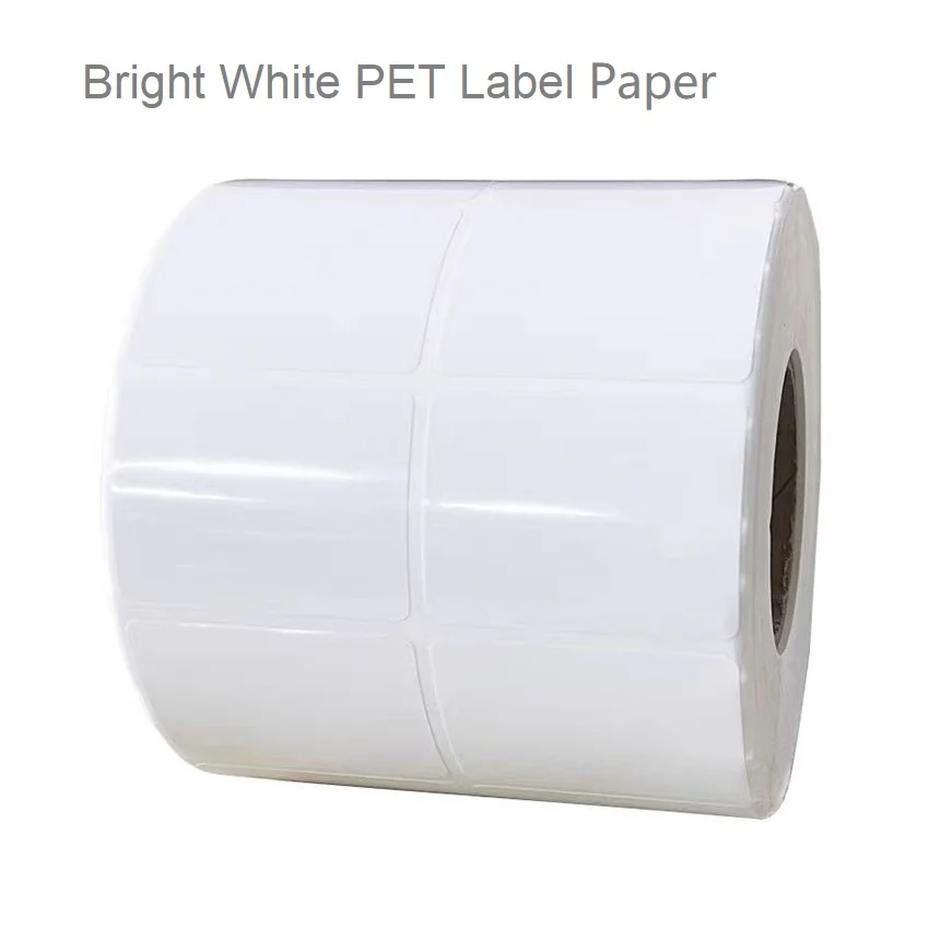 

Яркая белая бумага для печати этикеток домашних животных, белый штрих-код, водонепроницаемая бумага для печати домашних животных 80 70 60 50 40 35 20 PP, Гладкий синтетический ленточный принтер для этикеток