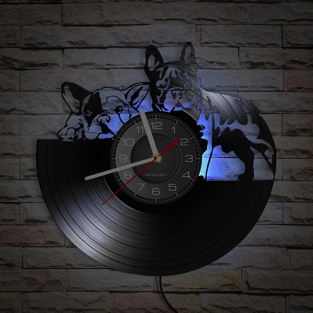 French Bulldog Couple Wall Art Home Decor Wall Clock Made Of Vinyl Record Modern Puppy Dog Wall Clock Dog Breed Dog Owners Gift French Bulldog Couple Wall Art Home Decor Wall Clock Made Of Vinyl Record Modern Puppy Dog Wall Clock Dog Breed Dog Owners Gift