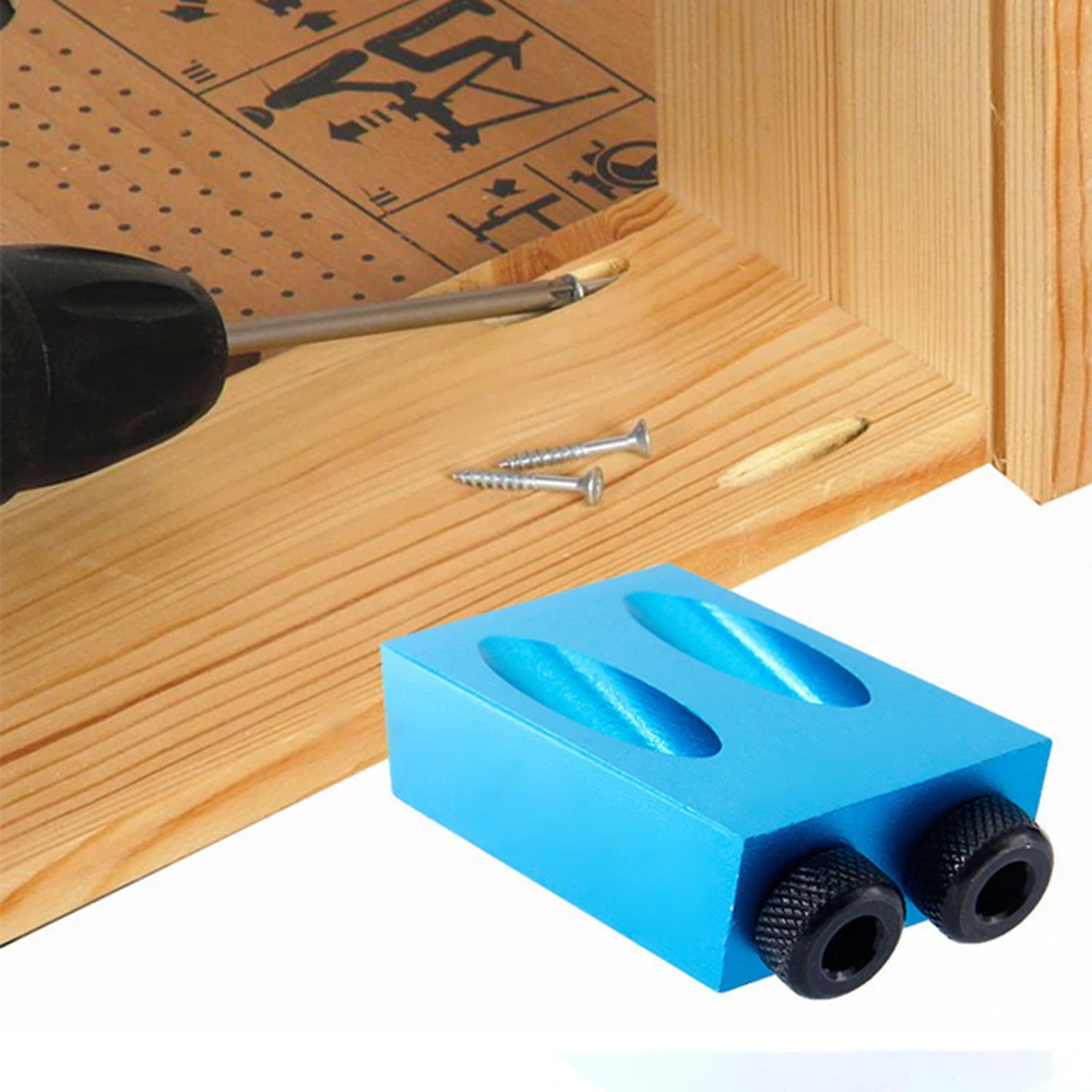 Pocket Hole Screw Jig 15 Degrees Dowel Drill Joinery Kit Carpenters Wood Woodwork Guides Joint Angle Locator Tool