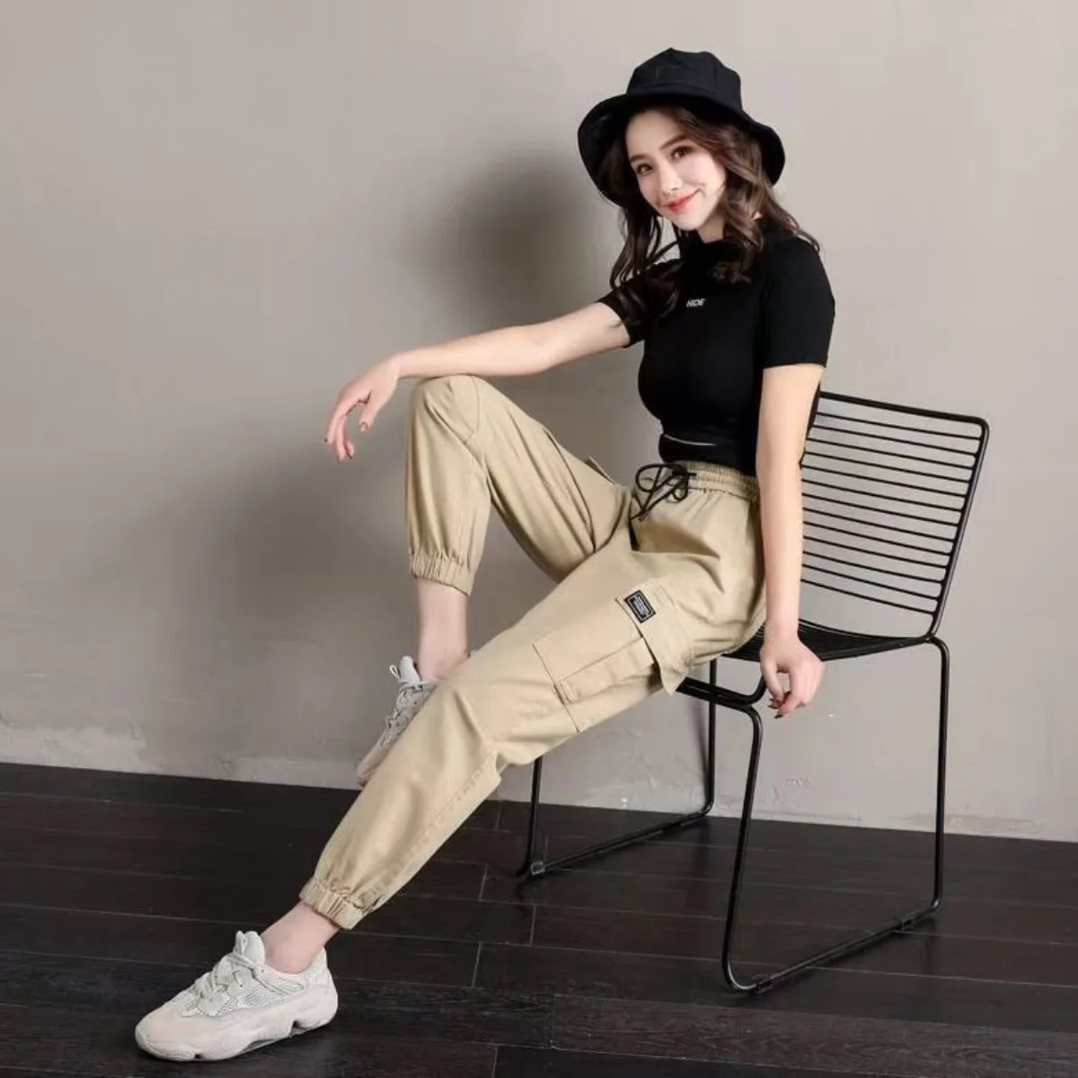 Women Pants Thin Style New Solid Casual Pockets Wide Leg Trousers Drawstring Fashion Ladies Straight Pants Versatile Trend 2