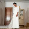 Classy Elegant Wedding Dresses For Women 3/4 Long Sleeves Pleats Civil Bridal Dresses Formal Wedding Brides Gowns Customized 1