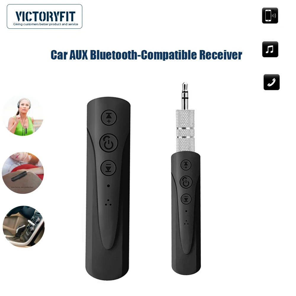 Car AUX Bluetooth-Compatible Receiver Support Hands-free Call
