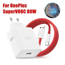 High - Power 80W SuperVOOC EU Fast Wall Charger with Type C USB Cable - EU Charger and Cable (1m Cable)