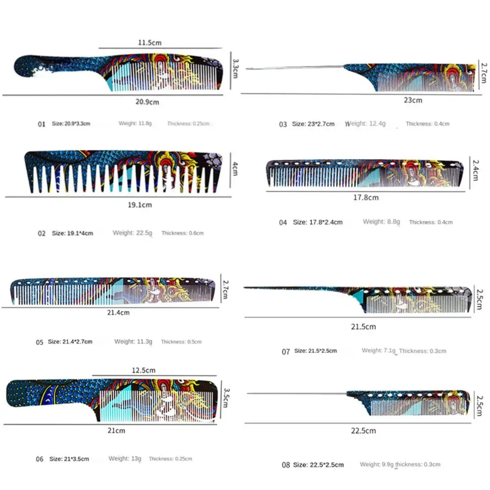 Durable Plastic Haircut Comb Dragon Scale Colorful Hair Clipper Comb Hair Styling Tools Grooming Pointed Tail Comb Hairstylist