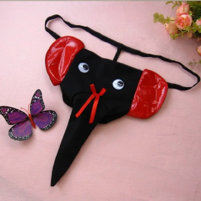 Elephant Nose Mens Bulge Thongs Underwear Animals Design Male Sex G Strings Erotic Gay Penis Pouch Funny Men's Low-waist T-back