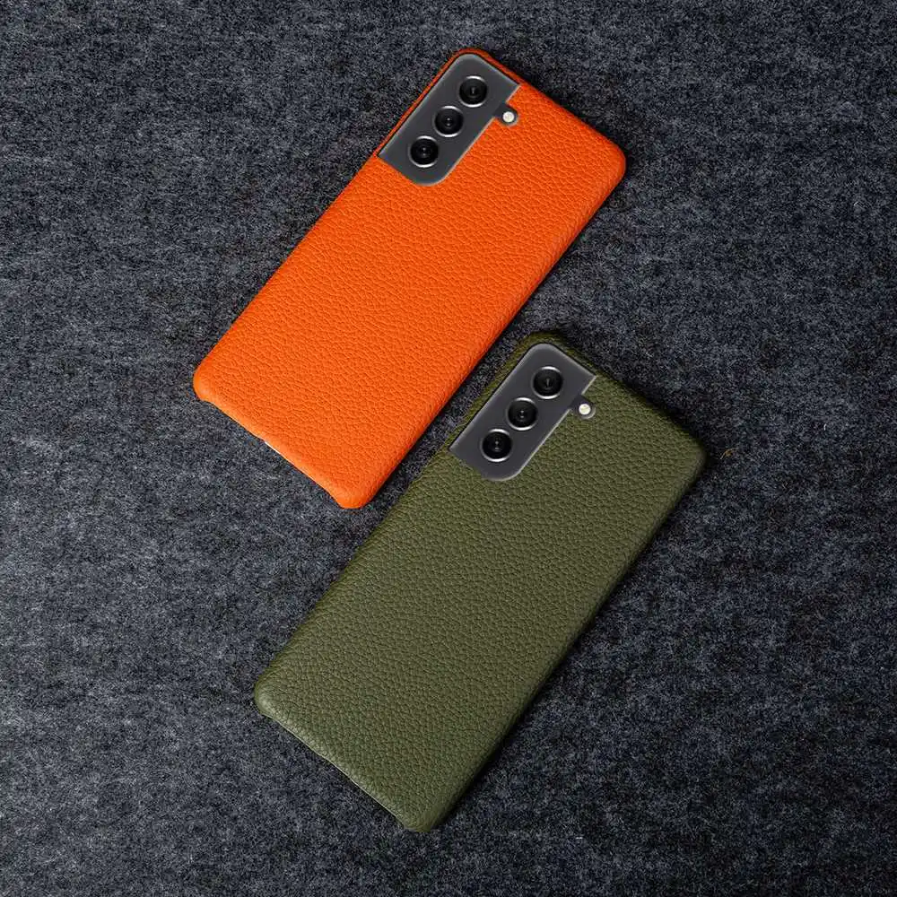 Litchi Pattern Genuine Leather Phone Cover
