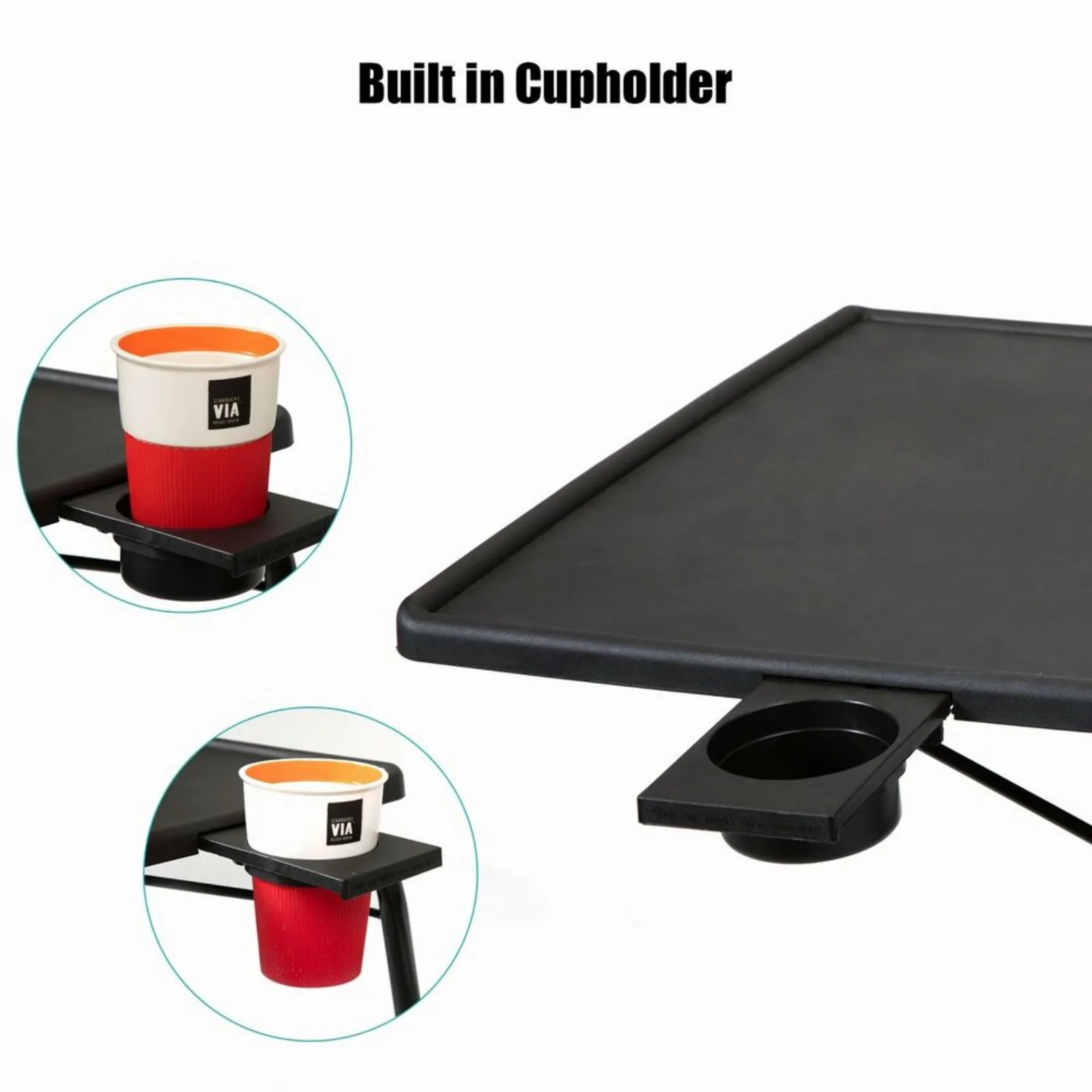 US Portable Height Adjustable Laptop Table TV Tray Desk Overbed Stand w/Cup Holder