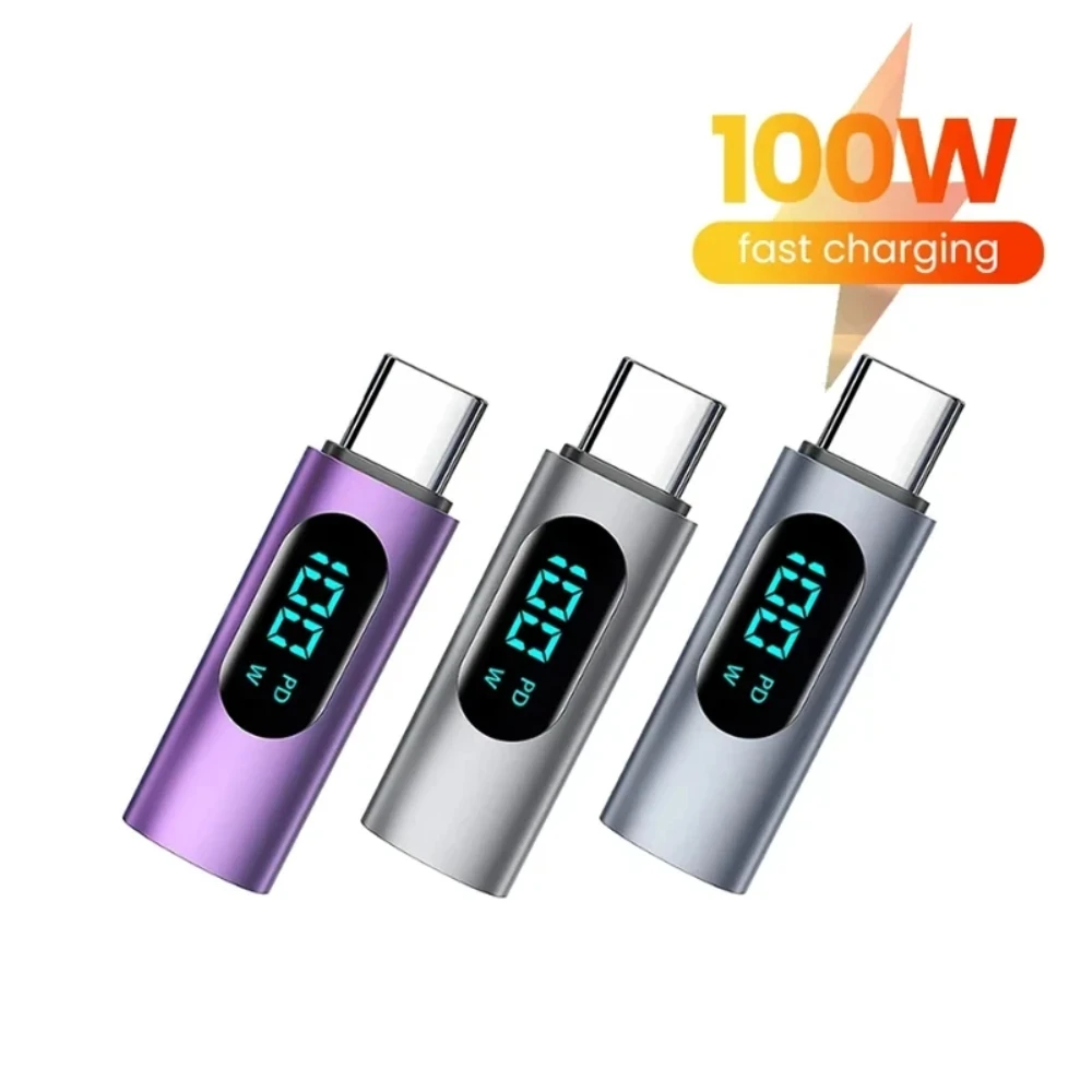 NNBILI 100W USB 타입 C-USB C 어댑터 LED 5A 고속 충전 OTG 컨버터 (맥북, 아이패드 프로, 아이폰17, 노트북용)