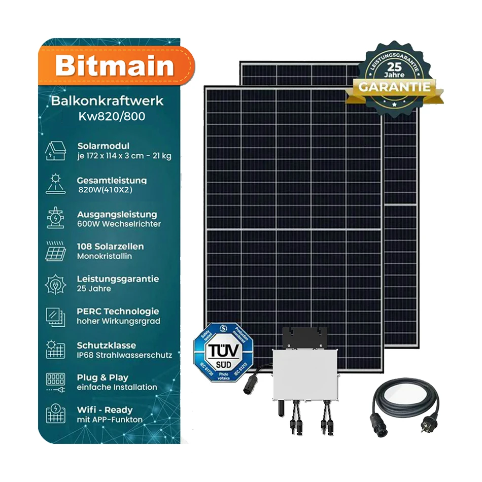 

Solar Panel Whole Energy System With End Clamp 800 Watt Home Storage Plug Play Solar Systems Balcony