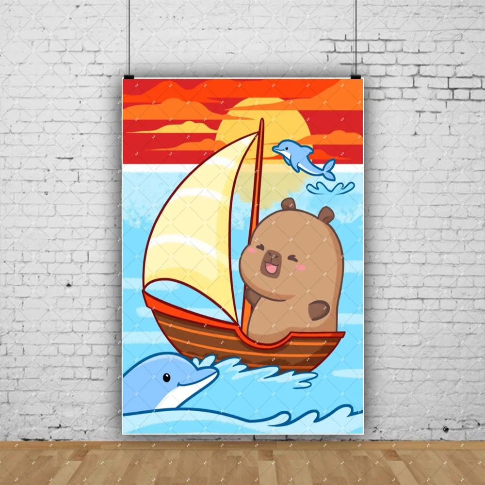 Cartoon Capybara Geburtstag Party Dekoration Einweg Geschirr Tasse Teller Servietten Ballon Tischdecke Banner Baby Dusche Spielzeug Geschenk – Detail 24