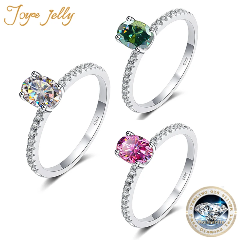 

JoyceJelly 1ct 2ct Oval Cut D Color VVS Moissanite Rings With GRA Women's Sterling Silver Fine Jewerly For Wedding Engagement