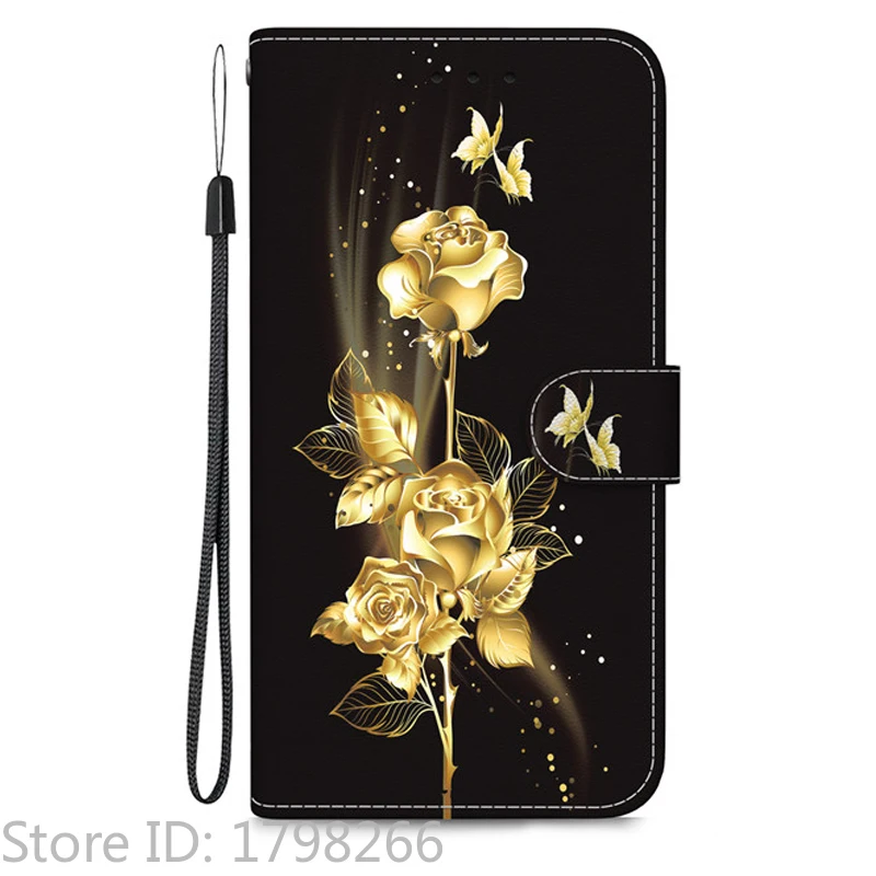 Elegant Colored Flower Wallet Phone Case - Magnetic Flip Leather Cover with Cute 3D Pattern