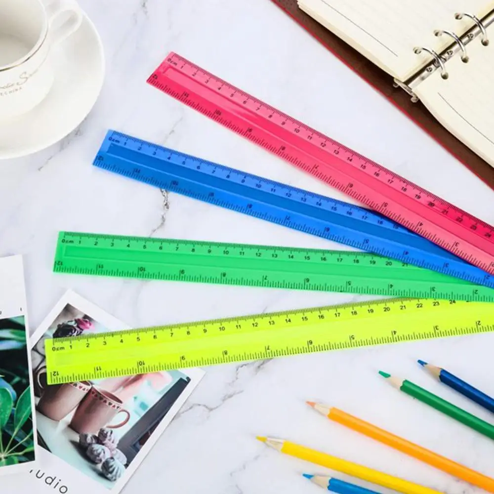 4pcs 30cm 다채로운 플라스틱 직선자 카와이 문구류 그림 측정 도구 학교 사무용품 어린이 학생 상품