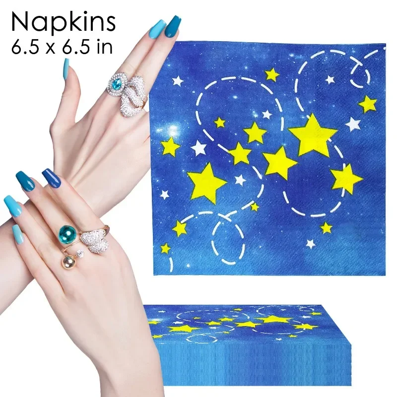 20pcs/Pac 33*33cm Blue Sky Yellow Stars Children's Birthday Party Decorative Paper Napkin Disposable Paper Placemats