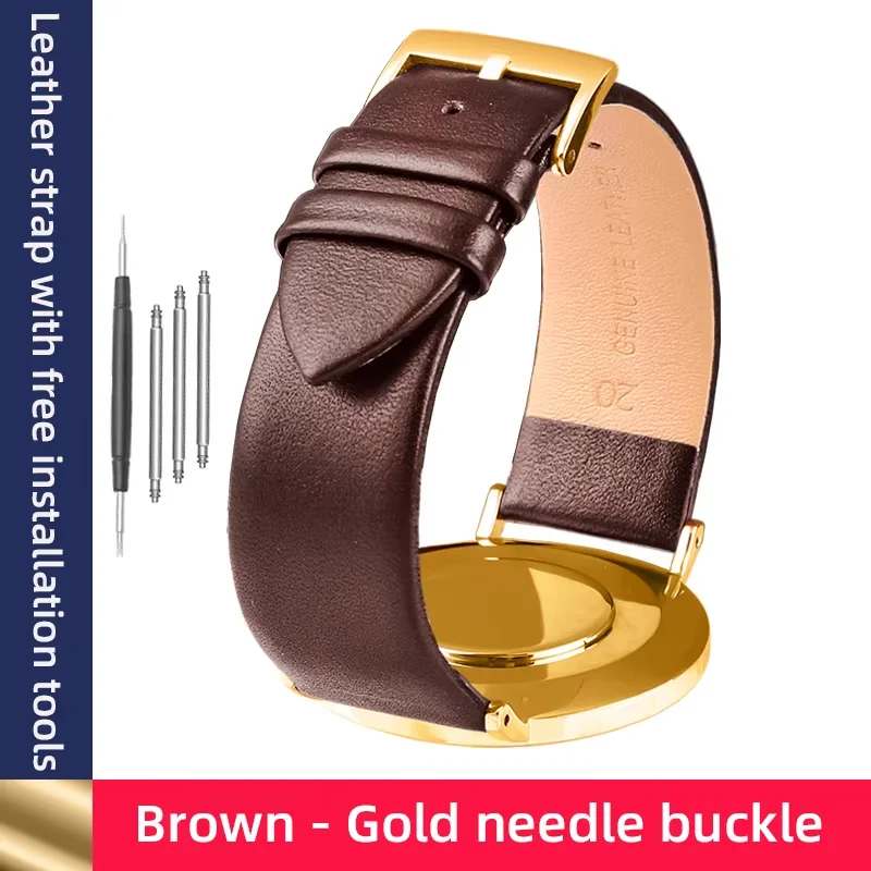 Premium Ultra-Thin Leather Watch Strap Bracelet - Multiple Sizes Available