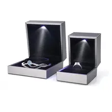 

Faux Leather LED Light Pendant Ring Bracelet Jewelry Display Box Storage Case Jewelry Packaging & Display