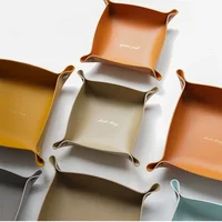 Folding Case Table Organizer Nordic Leather Storage Box Desktop Storage Tray Jewelry Cosmetic Key Storage Basket 1