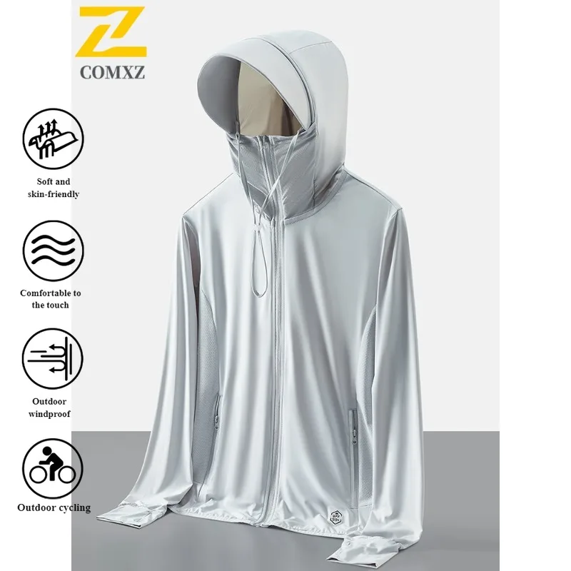 Couple's Summer UV Protection Hooded Jacket  UPF50+ Skin Coat with Fashion Detachable Hood for Outdoor Sports Sunscreen clothing