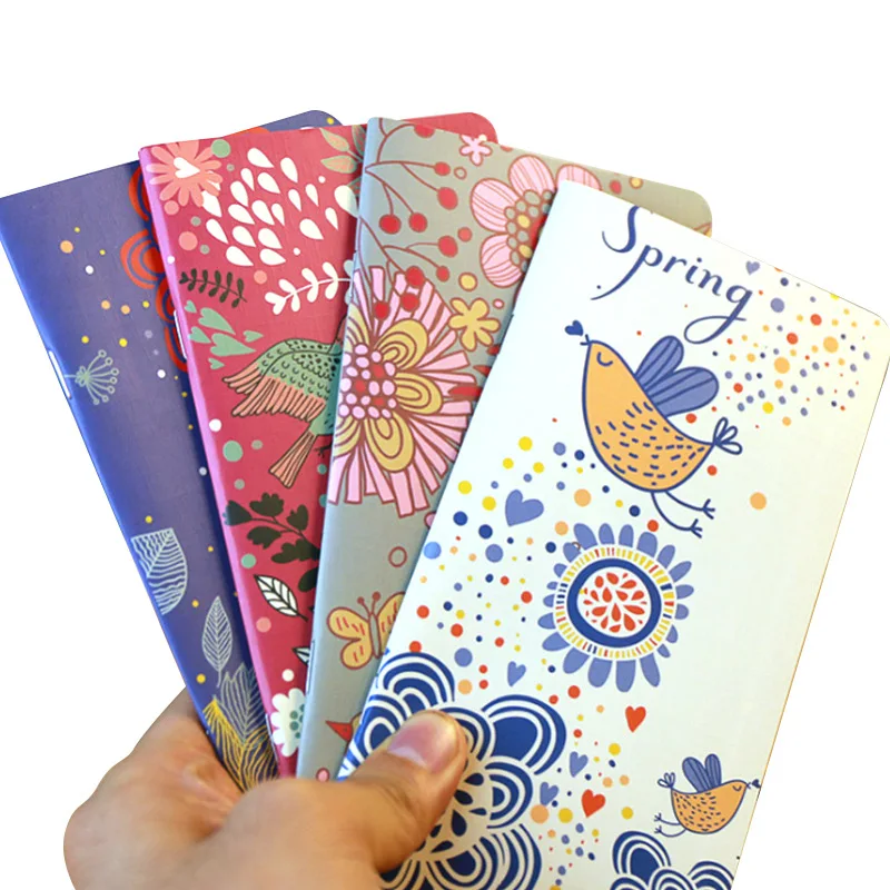 Set of 4 Vintage-Style Kraft Paper Notebooks - Portable Small Diaries