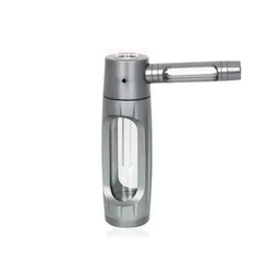 Sleek Portable Metal Smoking Pipe with Glass Bowl (Grey)