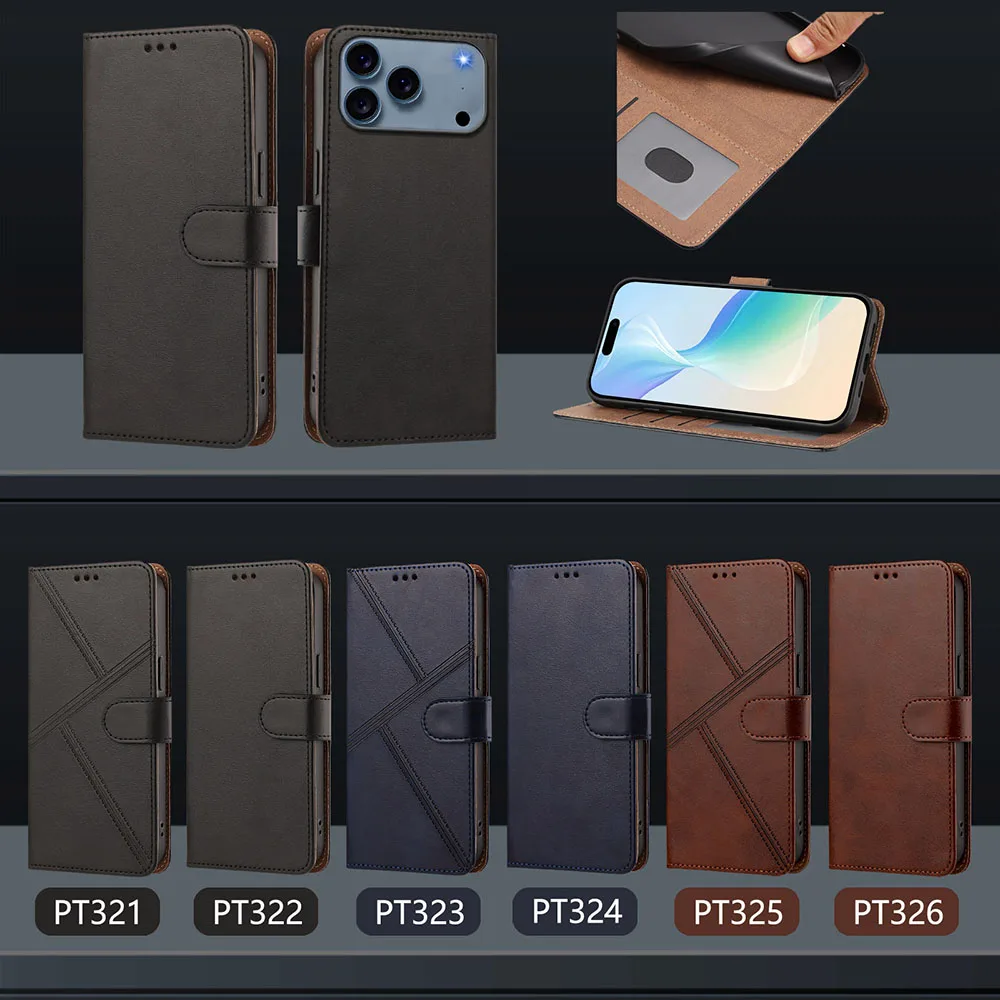 Leather Wallet Case - Magnetic Flip Cover with Card Slots & Kickstand Feature