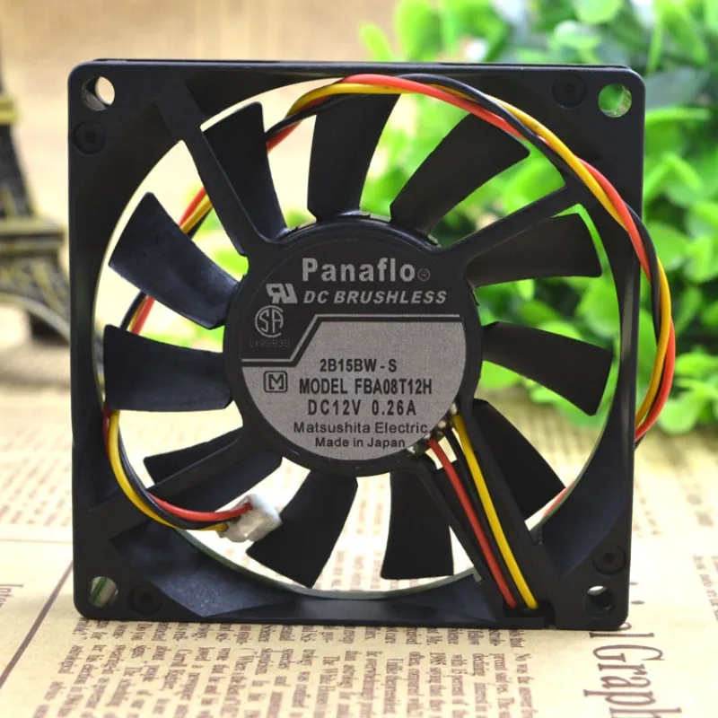 

Original New Cooler Fan for Panaflo FBA08T12H 12V 0.26A 8cm 8015 High Airflow Fan 80*80*15mm