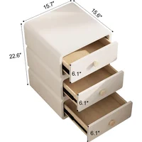 Bedside Table.Solid Wood Nightstand - White Bedside Table with Leather Surface, Small Nightstand with Drawers for Bedroom 2