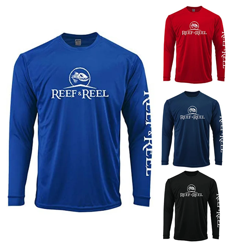 

REEF & REEL Fishing Apparel Men Fishing Clothing T Shirts Long Sleeve Sunscreen Anti-uv Fishing Jersey Solid Color