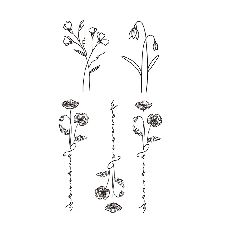 30 Stile Graue Blumen Wasserfeste Temporäre Tattoos Aufkleber Fake Tattoo Männer Schmetterling Körperkunst Flash Tatouage Henna Tattoo Frauen – Detail 1