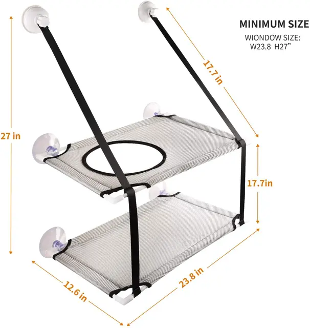 Cat Bed Hanging Window Double-Layer Pet Hammock Sunny Window Seat Kitten Nest Durable Bed for Cats Bearing 25 KG Cat Accessories 6